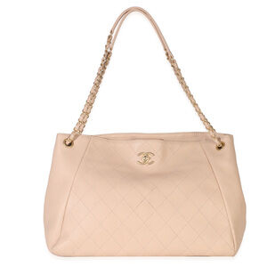 Chanel Beige Quilted Supple Calfskin Rock Shopping Tote